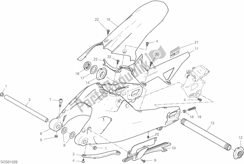Tutte le parti per il Forcellone del Ducati Multistrada 950 S USA 2020
